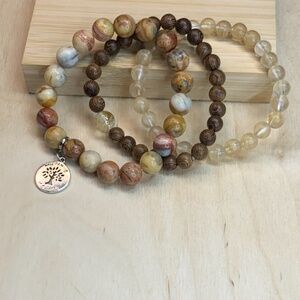 3 Bracelet Set all natural gemstones